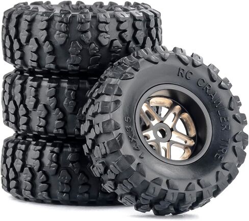 for Axial SCX30 Upgrade Wheels & Tires – 0.7" Brass Rim with Offset for Ford Bronco, Jeep Wrangler, Chevrolet K10 RC Rock Crawler Accessories 4pcs/Set in Saudi Arabia