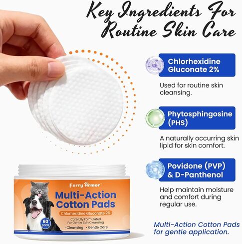 2% Chlorhexidine Wipes for Dogs & Cats Pet Skin Care in Kuwait
