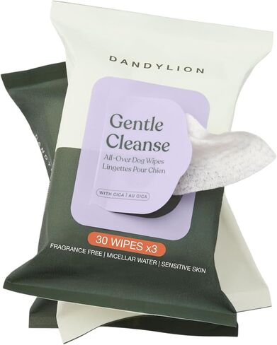 Dandylion Dog Wipes, Gentle Cleanse, Micellar Water Formula, 90 Count in Kuwait