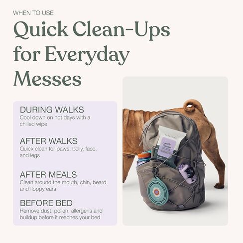 Dandylion Dog Wipes, Gentle Cleanse, Micellar Water Formula, 90 Count in Kuwait