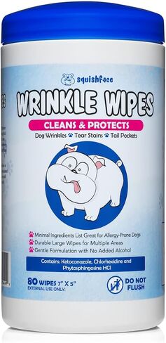 Squishface Wrinkle Paste (2oz) & 5x7 Wipes Bundle - Clean Wrinkles, Tear Stains, Tail Pockets, Paws – Anti-Itch, Deodorizing - Great for English Bulldogs, Pugs, Frenchies, French Bulldogs & Any Breed in Kuwait