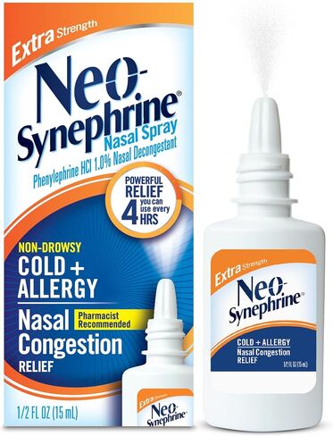 Neosynephrine, Nasal Spray for Cold Sinus Relief Extra Strength, Clear, 0.5 Fl Oz in Saudi Arabia