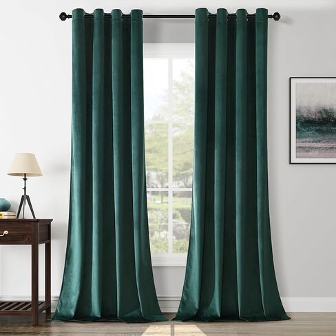 Black Velvet Curtains 84 inches Long Grommet Blackout Curtains for Bedroom Light Blocking Thermal Insulation Drapes Set of 2 Panels 38"x 84" in Kuwait