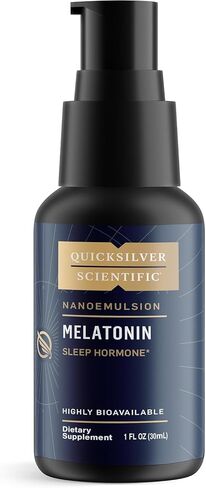 Quicksilver Liposomal Melatonin - وقت النوم، اضطراب الرحلات الجوية الطويلة ودعم المناعة سائل الميلاتونين للبالغين - امتصاص فعال ومتفوق 1 ملغ من الميلاتونين لتقليل النعاس الصباحي (30 مل) in Kuwait