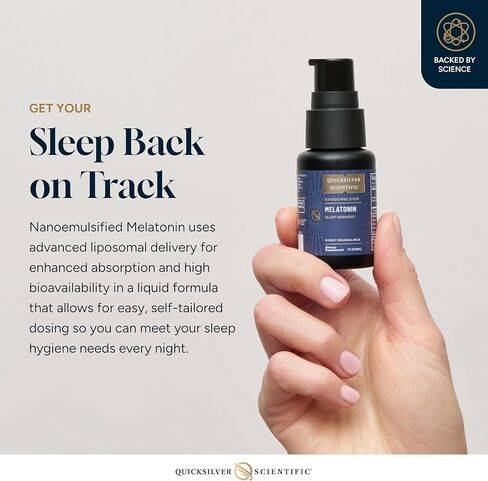 Quicksilver Liposomal Melatonin - وقت النوم، اضطراب الرحلات الجوية الطويلة ودعم المناعة سائل الميلاتونين للبالغين - امتصاص فعال ومتفوق 1 ملغ من الميلاتونين لتقليل النعاس الصباحي (30 مل) in Kuwait