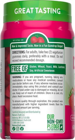 Nature's Truth Vitamin D3 and B12 Gummies | 60 Count | Vegetarian, Non-GMO & Gluten Free Supplement | Natural Strawberry Flavor in Kuwait
