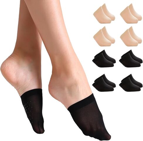 Yilanmy Toe Topper Socks Women 6 Pairs, No Show Liner Half Socks for Heels, Non-Skid Bottom Mule Socks in Kuwait