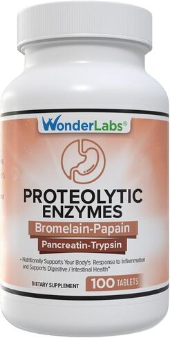 Proteolytic Enzymes | Bromelain Papain Pancreatin Trypsin 550 mg Total with Standardized Amylase, Lipase, and Protease, 100 tablets in Saudi Arabia