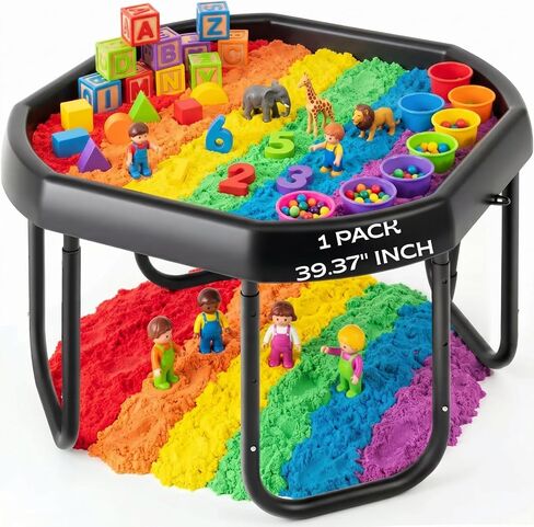 Gemscream 40 Inch Large Play Sensory Tray with Adjustable Stand, Black in Saudi Arabia