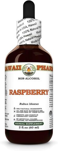 Raspberry Alcohol-Free Liquid Extract, Organic Raspberry (Rubus idaeus) Dried Leaf Glycerite Natural Herbal Supplement, Hawaii Pharm, USA 2 fl.oz in Kuwait