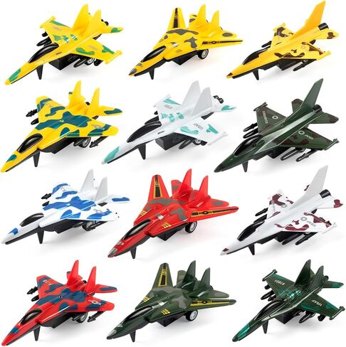 BOOJALOO Pull Back Airplane Toys Fighter Jets, Airplane Party Favors Plane Playset, Fighter Jet Toy, Plane Themed Kids Presents Toys for 3 Year Old boy (12 Pack) in Kuwait