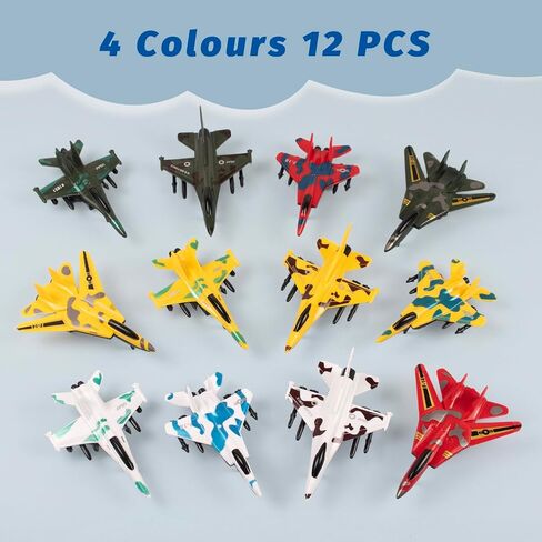 BOOJALOO Pull Back Airplane Toys Fighter Jets, Airplane Party Favors Plane Playset, Fighter Jet Toy, Plane Themed Kids Presents Toys for 3 Year Old boy (12 Pack) in Kuwait