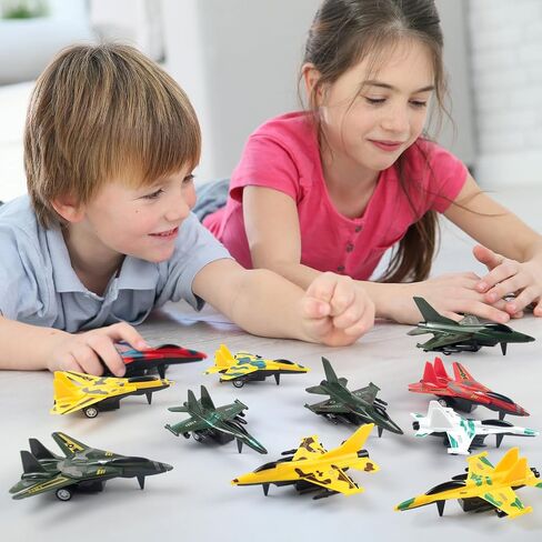BOOJALOO Pull Back Airplane Toys Fighter Jets, Airplane Party Favors Plane Playset, Fighter Jet Toy, Plane Themed Kids Presents Toys for 3 Year Old boy (12 Pack) in Kuwait