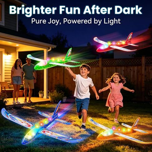 4 PCS 38CM LED Light Up Foam Glider Planes for Kids Outdoor Garden Toys in Kuwait