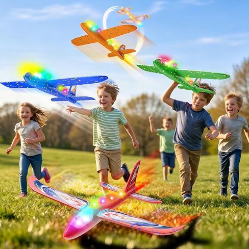 4 PCS 38CM LED Light Up Foam Glider Planes for Kids Outdoor Garden Toys in Kuwait