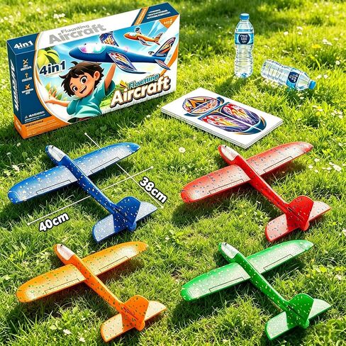 4 PCS 38CM LED Light Up Foam Glider Planes for Kids Outdoor Garden Toys in Kuwait