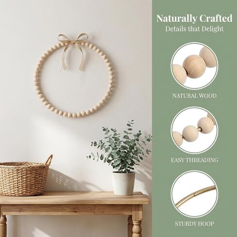 3pcs Wood Beaded Wreath Base Round Wood Wreath Frame in Kuwait