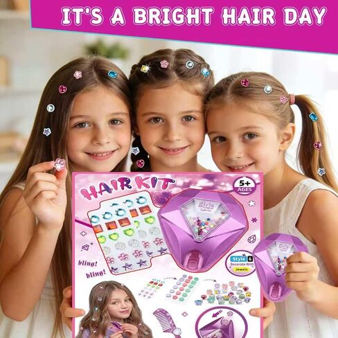 kidzkube Hair Jewelry & Bling Craft Toys for Girls, Hair Gem Stamper Kit – DIY Hair Arts Crafts – Birthday Gifts for 5 6 7 8 9 10 11 12 in Kuwait