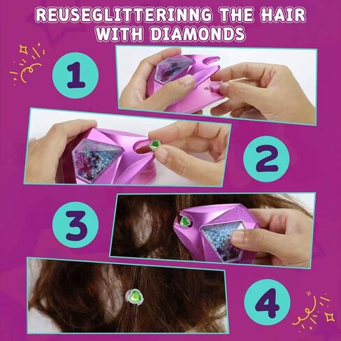 kidzkube Hair Jewelry & Bling Craft Toys for Girls, Hair Gem Stamper Kit – DIY Hair Arts Crafts – Birthday Gifts for 5 6 7 8 9 10 11 12 in Kuwait