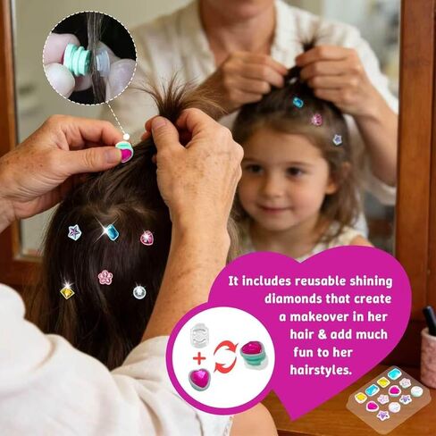 kidzkube Hair Jewelry & Bling Craft Toys for Girls, Hair Gem Stamper Kit – DIY Hair Arts Crafts – Birthday Gifts for 5 6 7 8 9 10 11 12 in Kuwait
