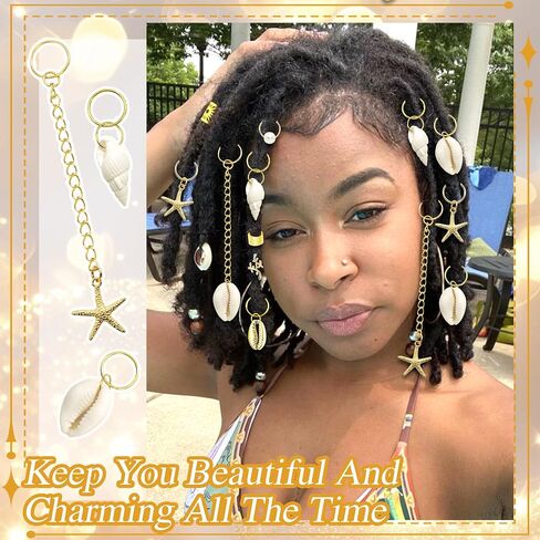 NAISKA 42Pcs Gold Starfish Loc Jewelry Summer Beach Shell Braids Chain in Kuwait