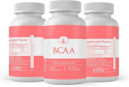 مكونات أصلية نقية BCAA، (100 كبسولة) نقية دائمًا، بدون إضافات أو مواد مالئة، تم التحقق منها معمليًا in Kuwait