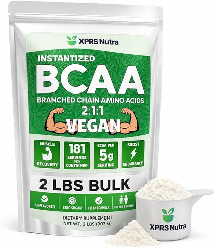 مسحوق XPRS Nutra BCAA - مكمل الأحماض الأمينية للرجال - مكملات تجريب BCAA غير منكهة - مكملات الصالة الرياضية للرجال - مكمل الأحماض الأمينية للنساء للتعافي بعد التمرين في صالة الألعاب الرياضية (2 رطل) in Kuwait