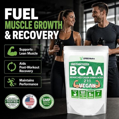 مسحوق XPRS Nutra BCAA - مكمل الأحماض الأمينية للرجال - مكملات تجريب BCAA غير منكهة - مكملات الصالة الرياضية للرجال - مكمل الأحماض الأمينية للنساء للتعافي بعد التمرين في صالة الألعاب الرياضية (2 رطل) in Kuwait