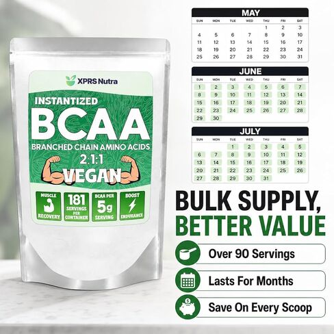 مسحوق XPRS Nutra BCAA - مكمل الأحماض الأمينية للرجال - مكملات تجريب BCAA غير منكهة - مكملات الصالة الرياضية للرجال - مكمل الأحماض الأمينية للنساء للتعافي بعد التمرين في صالة الألعاب الرياضية (2 رطل) in Kuwait