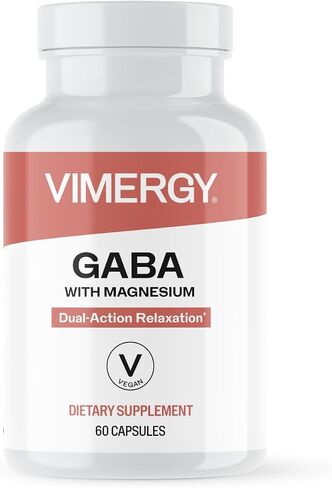 Vimergy GABA with Magnesium, 60 Servings – Natural Calm & Relaxation Support Capsules – Supports Stress Response & Brain Health - Non-GMO, Gluten-Free, Kosher, Soy-Free, Vegan, Paleo Friendly in Kuwait