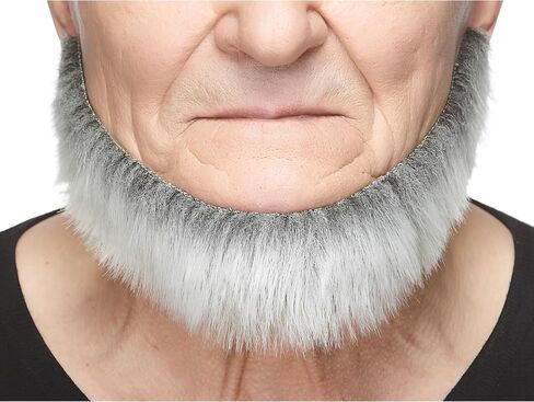 Mustaches Self Adhesive, Novelty, Old Merchant Fake Beard, False Facial Hair, Costume Accessory for Adults, Gray with White Color in Kuwait