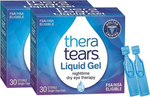 TheraTears Dry Eye Drops Bundle with Liquid Gel Nighttime 30 Vials & Extra Dry Eye Therapy Lubricant 30ct in Kuwait