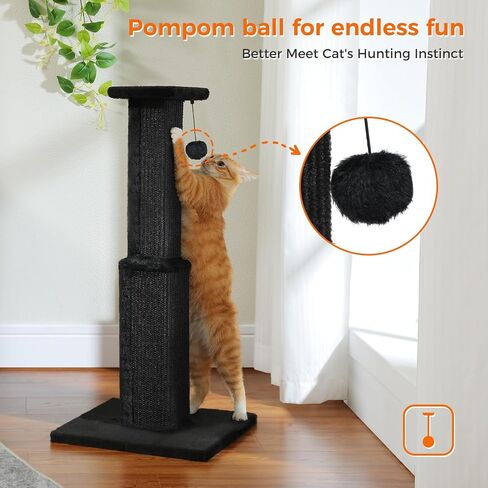 PAWZ Road Large Cat Scratching Post 32" Tall Black Cat Scratcher in Kuwait