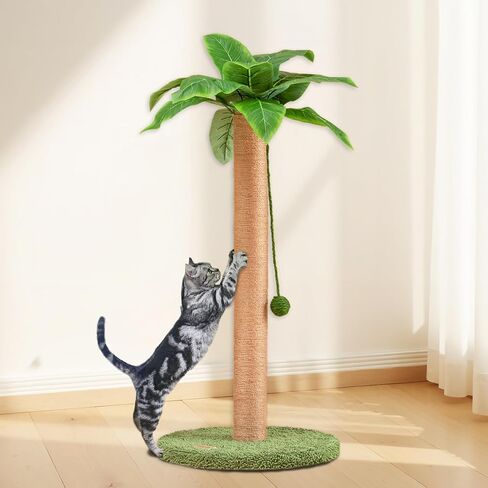 Meowoou Cat Scratching Post 33 Inch Tall Cat Scratcher for Indoor Cats Adults,Small Cat Tree Tower Sisal Rope Kitten Scratch with Interactive Hanging Ball in Saudi Arabia