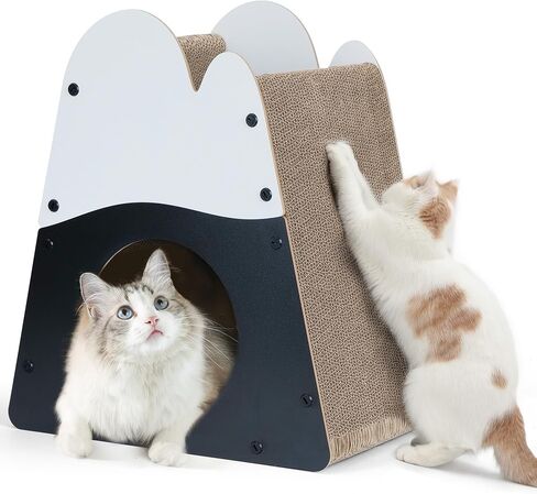 FUKUMARU Cat Scratcher House, Cozy Cardboard Cat Bed Design Scratching Pad in Kuwait