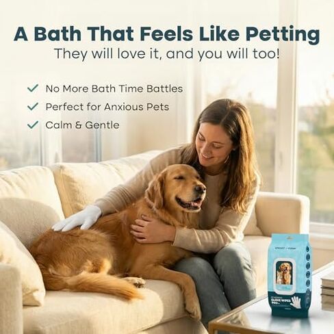 Uproot QuickClean Gloves Pro: Extra-Thick Pet Glove Wipes for Dogs & Cats - Easy Wipe Paws, Eyes, Ears, Butt, & Body - Lick-Safe for Cats & Dogs - Cleaning, Deodorizing & Grooming (20+6 Pack) in Saudi Arabia