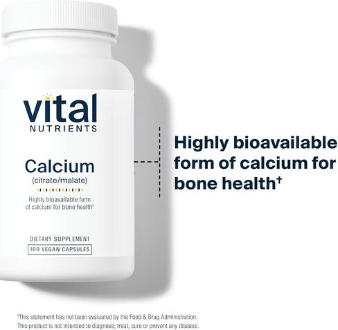 Vital Nutrients Calcium Citrate and Malate Complex 150mg | Vegan Supplement | Support Bone Strength, Muscle and Cardiovascular Health* | Gluten, Dairy and Soy Free | 100 Capsules in Saudi Arabia