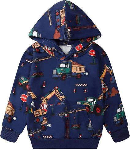NUBEEHOHO Toddler Boy Hoodie Cartoon Graphic Fall Clothes Kids Cute Sweatshirts With Kangaroo Pocket 2-8T in Kuwait