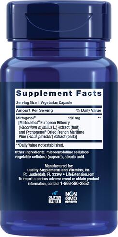Life Extension Eye Pressure Support with Mirtogenol - Eye Health Supplement for Healthy Eye Pressure - with French maritime pine bark – Gluten-free, vegetarian, non-GMO - 30 capsules in Saudi Arabia