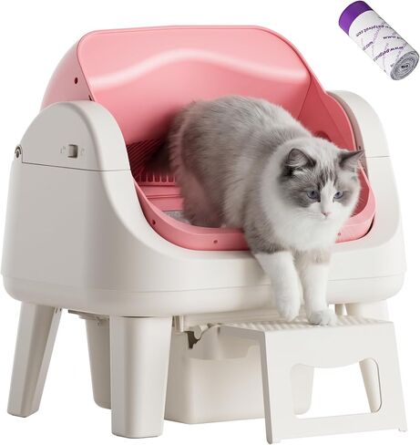PetPivot Self Cleaning Litter Box, Open Top Automatic Cat Litter Box, Pink in Saudi Arabia