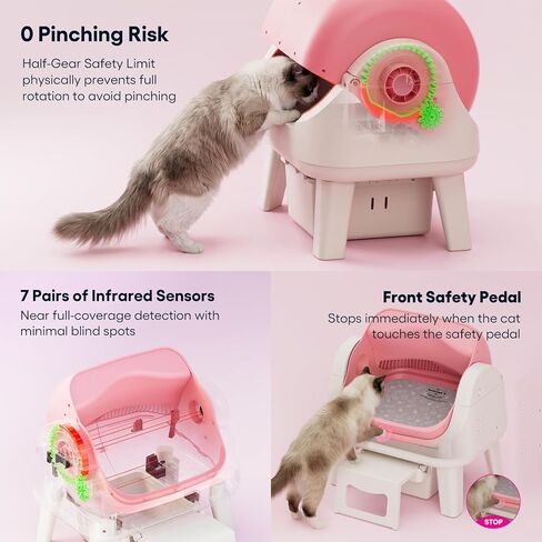 PetPivot Self Cleaning Litter Box, Open Top Automatic Cat Litter Box, Pink in Saudi Arabia