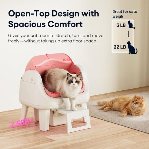 PetPivot Self Cleaning Litter Box, Open Top Automatic Cat Litter Box, Pink in Saudi Arabia