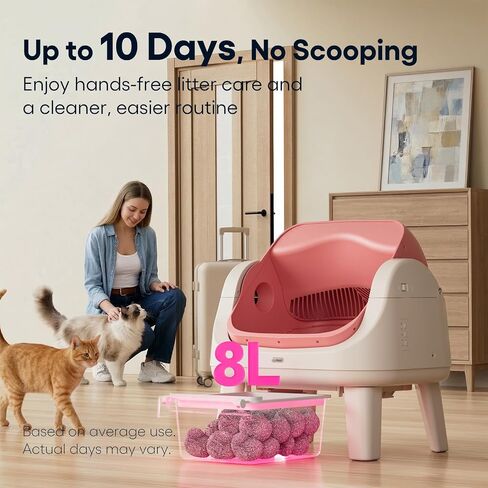 PetPivot Self Cleaning Litter Box, Open Top Automatic Cat Litter Box, Pink in Saudi Arabia