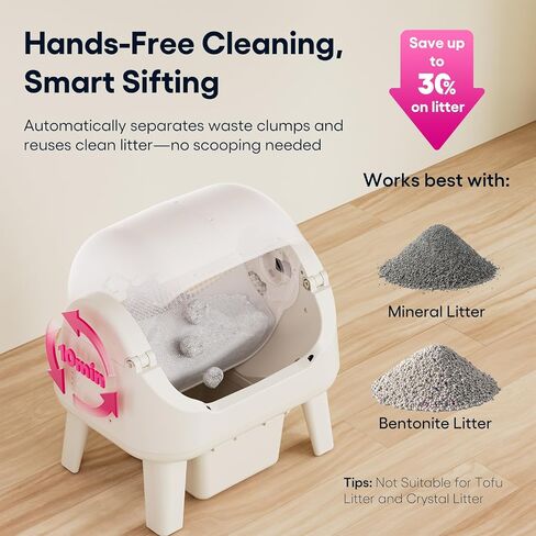 PetPivot Self Cleaning Litter Box, Open Top Automatic Cat Litter Box, Pink in Saudi Arabia
