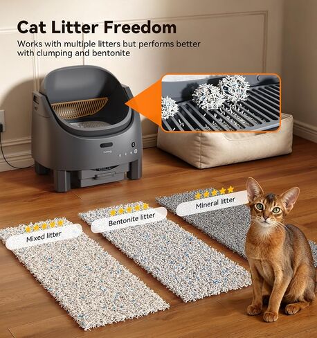 Automatic Litter Box Self Cleaning, FeelNeedy Open-Top Smart Cat Litter Box with App Control, Odor-Control Safety Sensor Design for Multiple Cats, with Waste Bags in Saudi Arabia
