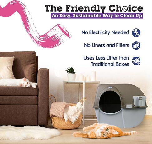 Omega Paw NRA15 Self Cleaning Litter Box Regular Size,Grey in Saudi Arabia