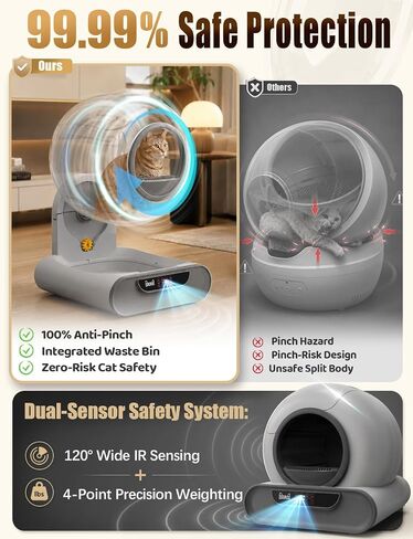 70L Anti-Pinch Feature Automatic Cat Litter Box, Self Cleaning Litter Box in Kuwait