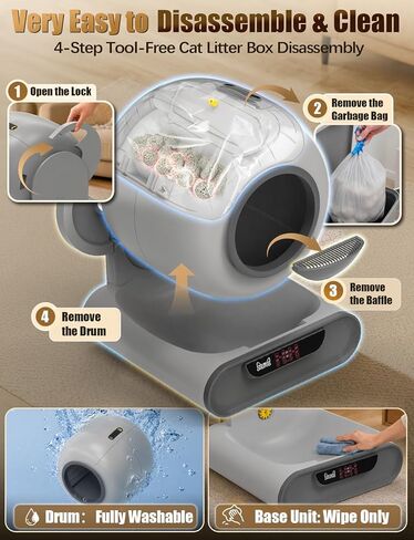 70L Anti-Pinch Feature Automatic Cat Litter Box, Self Cleaning Litter Box in Kuwait