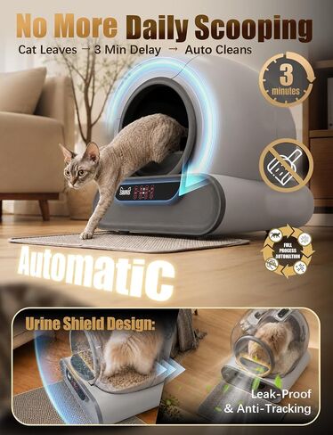 70L Anti-Pinch Feature Automatic Cat Litter Box, Self Cleaning Litter Box in Kuwait