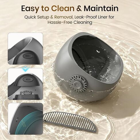 Invengo Automatic Self-Cleaning Cat Litter Box, Open Top Design with Safety Sensors and Anti-Pinch Protection, Smart Automatic Litter Box for Small & Medium Cats and Multi-Cat Homes, Charcoal Grey in Kuwait